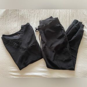 Mandala Black Scrubs Jogger Set, Size Small